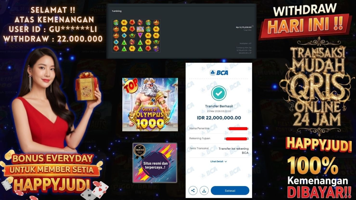 HAPPYJUDI JACKPOT SLOT GATES OF OLYMPUS 1000